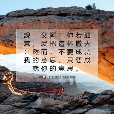 Picture 07 - 路 加 福 音 22:42 CUVT - 說 ： 父 阿 ！ 你 若 願 意 ， 就 把 - Bible Verse Picture