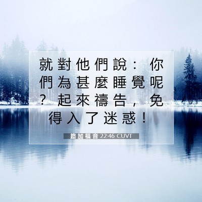 Picture 07 - 路 加 福 音 22:46 CUVT - 就 對 他 們 說 ： 你 們 為 甚 麼 睡 - Bible Verse Picture