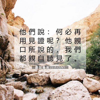 Picture 07 - 路 加 福 音 22:71 CUVT - 他 們 說 ： 何 必 再 用 見 證 呢 ？ - Bible Verse Picture