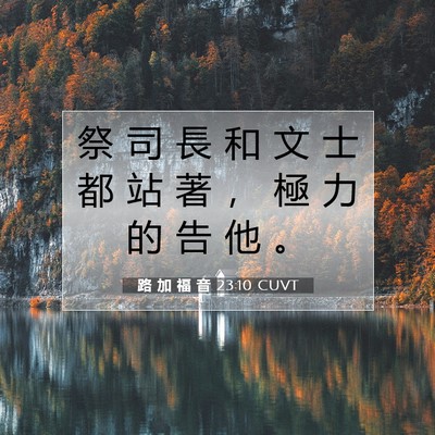 Picture 07 - 路 加 福 音 23:10 CUVT - 祭 司 長 和 文 士 都 站 著 ， 極 力 - Bible Verse Picture