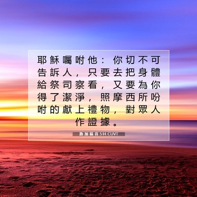 Picture 07 - 路 加 福 音 5:14 CUVT - 耶 穌 囑 咐 他 ： 你 切 不 可 告 訴 - Bible Verse Picture