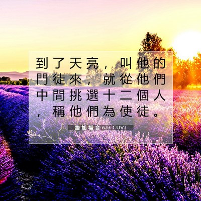 Picture 07 - 路 加 福 音 6:13 CUVT - 到 了 天 亮 ， 叫 他 的 門 徒 來 ， - Bible Verse Picture