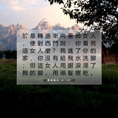 Picture 07 - 路 加 福 音 7:44 CUVT - 於 是 轉 過 來 向 著 那 女 人 ， 便 - Bible Verse Picture