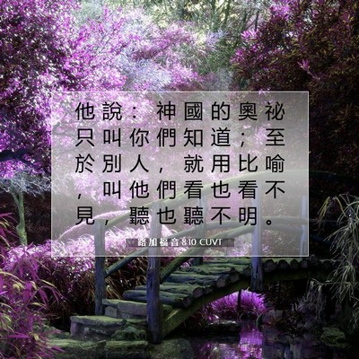 Picture 07 - 路 加 福 音 8:10 CUVT - 他 說 ： 神 國 的 奧 祕 只 叫 你 們 - Bible Verse Picture