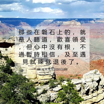 Picture 07 - 路 加 福 音 8:13 CUVT - 那 些 在 磐 石 上 的 ， 就 是 人 聽 - Bible Verse Picture