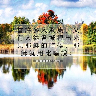 Picture 07 - 路 加 福 音 8:4 CUVT - 當 許 多 人 聚 集 、 又 有 人 從 各 - Bible Verse Picture