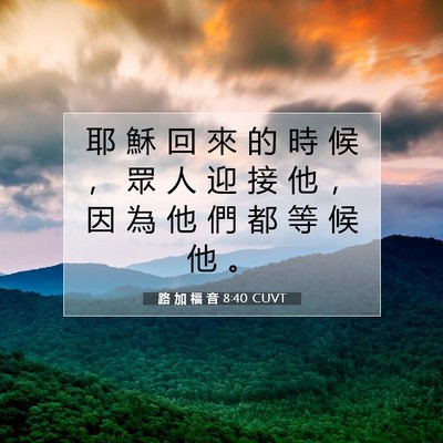 Picture 07 - 路 加 福 音 8:40 CUVT - 耶 穌 回 來 的 時 候 ， 眾 人 迎 接 - Bible Verse Picture