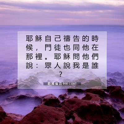 Picture 07 - 路 加 福 音 9:18 CUVT - 耶 穌 自 己 禱 告 的 時 候 ， 門 徒 - Bible Verse Picture
