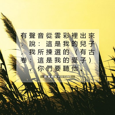 Picture 07 - 路 加 福 音 9:35 CUVT - 有 聲 音 從 雲 彩 裡 出 來 ， 說 ： - Bible Verse Picture