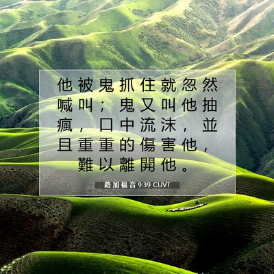 Picture 07 - 路 加 福 音 9:39 CUVT - 他 被 鬼 抓 住 就 忽 然 喊 叫 ； 鬼 - Bible Verse Picture