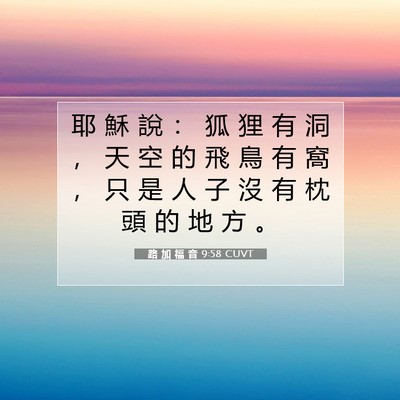 Picture 07 - 路 加 福 音 9:58 CUVT - 耶 穌 說 ： 狐 狸 有 洞 ， 天 空 的 - Bible Verse Picture