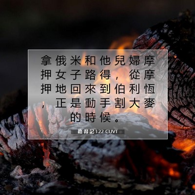 Picture 07 - 路 得 記 1:22 CUVT - 拿 俄 米 和 他 兒 婦 摩 押 女 子 路 - Bible Verse Picture