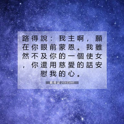 Picture 07 - 路 得 記 2:13 CUVT - 路 得 說 ： 我 主 啊 ， 願 在 你 眼 - Bible Verse Picture