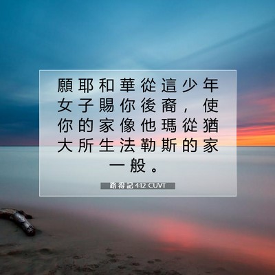 Picture 07 - 路 得 記 4:12 CUVT - 願 耶 和 華 從 這 少 年 女 子 賜 你 - Bible Verse Picture