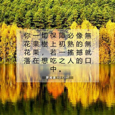Picture 07 - 那 鴻 書 3:12 CUVT - 你 一 切 保 障 必 像 無 花 果 樹 上 - Bible Verse Picture