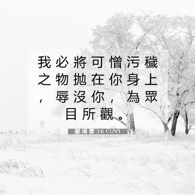 Picture 07 - 那 鴻 書 3:6 CUVT - 我 必 將 可 憎 污 穢 之 物 拋 在 你 - Bible Verse Picture