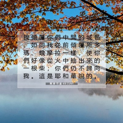 Picture 07 - 阿 摩 司 書 4:11 CUVT - 我 傾 覆 你 們 中 間 的 城 邑 ， 如 - Bible Verse Picture