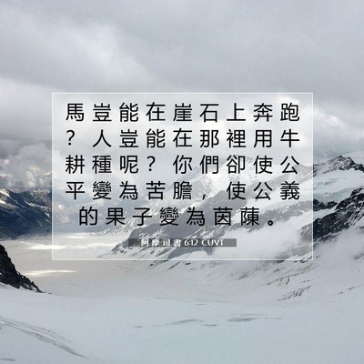 Picture 07 - 阿 摩 司 書 6:12 CUVT - 馬 豈 能 在 崖 石 上 奔 跑 ？ 人 豈 - Bible Verse Picture