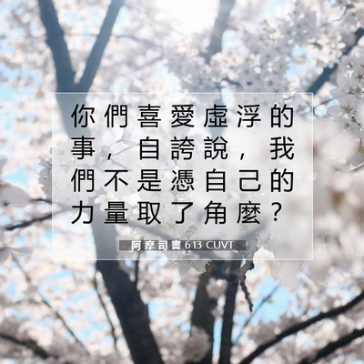 Picture 07 - 阿 摩 司 書 6:13 CUVT - 你 們 喜 愛 虛 浮 的 事 ， 自 誇 說 - Bible Verse Picture