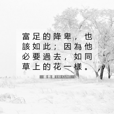 Picture 07 - 雅 各 書 1:10 CUVT - 富 足 的 降 卑 ， 也 該 如 此 ； 因 - Bible Verse Picture