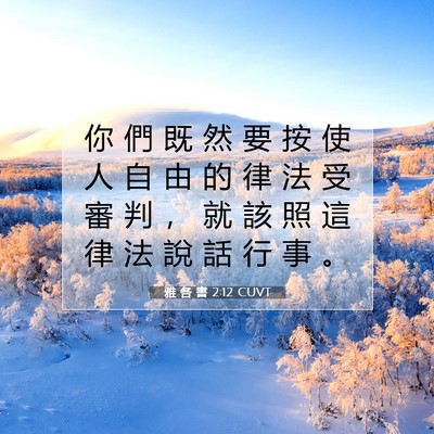 Picture 07 - 雅 各 書 2:12 CUVT - 你 們 既 然 要 按 使 人 自 由 的 律 - Bible Verse Picture