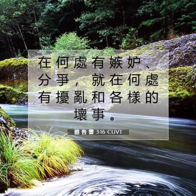 Picture 07 - 雅 各 書 3:16 CUVT - 在 何 處 有 嫉 妒 、 分 爭 ， 就 在 - Bible Verse Picture
