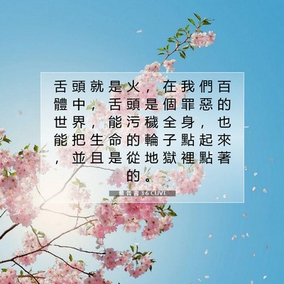 Picture 07 - 雅 各 書 3:6 CUVT - 舌 頭 就 是 火 ， 在 我 們 百 體 中 - Bible Verse Picture