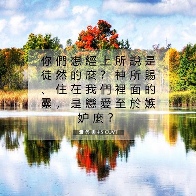 Picture 07 - 雅 各 書 4:5 CUVT - 你 們 想 經 上 所 說 是 徒 然 的 麼 - Bible Verse Picture