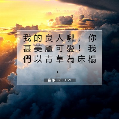 Picture 07 - 雅 歌 1:16 CUVT - 我 的 良 人 哪 ， 你 甚 美 麗 可 愛 - Bible Verse Picture