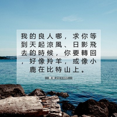 Picture 07 - 雅 歌 2:17 CUVT - 我 的 良 人 哪 ， 求 你 等 到 天 起 - Bible Verse Picture