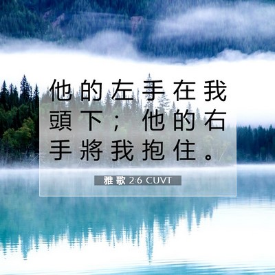 Picture 07 - 雅 歌 2:6 CUVT - 他 的 左 手 在 我 頭 下 ； 他 的 右 - Bible Verse Picture
