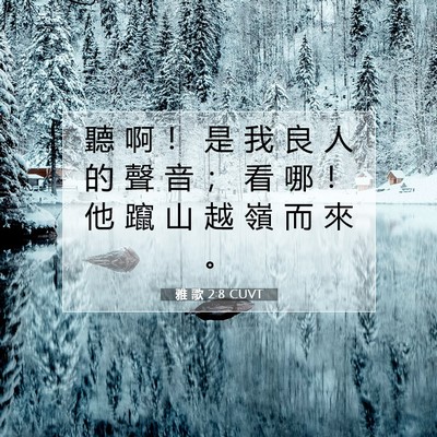 Picture 07 - 雅 歌 2:8 CUVT - 聽 啊 ！ 是 我 良 人 的 聲 音 ； 看 - Bible Verse Picture
