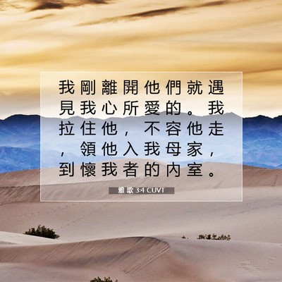 Picture 07 - 雅 歌 3:4 CUVT - 我 剛 離 開 他 們 就 遇 見 我 心 所 - Bible Verse Picture
