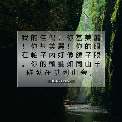 Picture 07 - 雅 歌 4:1 CUVT - 我 的 佳 偶 ， 你 甚 美 麗 ！ 你 甚 - Bible Verse Picture