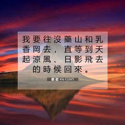 Picture 07 - 雅 歌 4:6 CUVT - 我 要 往 沒 藥 山 和 乳 香 岡 去 ， - Bible Verse Picture