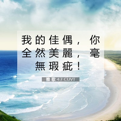 Picture 07 - 雅 歌 4:7 CUVT - 我 的 佳 偶 ， 你 全 然 美 麗 ， 毫 - Bible Verse Picture