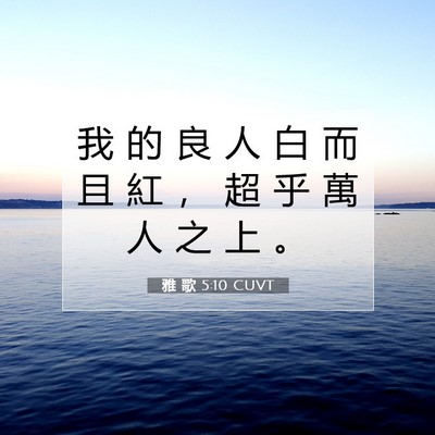 Picture 07 - 雅 歌 5:10 CUVT - 我 的 良 人 白 而 且 紅 ， 超 乎 萬 - Bible Verse Picture