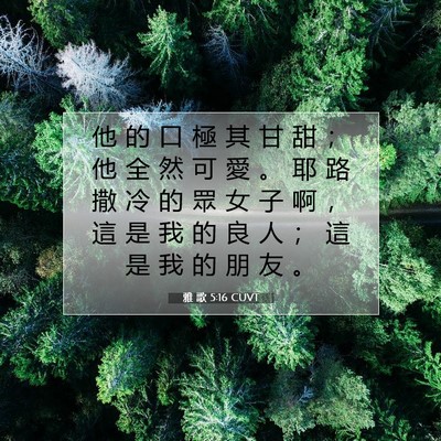 Picture 07 - 雅 歌 5:16 CUVT - 他 的 口 極 其 甘 甜 ； 他 全 然 可 - Bible Verse Picture