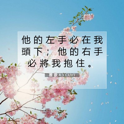 Picture 07 - 雅 歌 8:3 CUVT - 他 的 左 手 必 在 我 頭 下 ； 他 的 - Bible Verse Picture