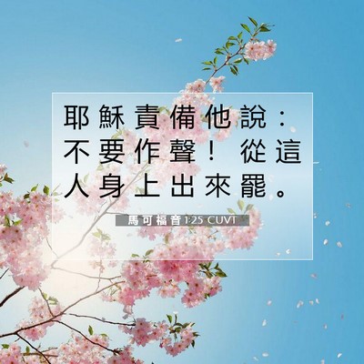 Picture 07 - 馬 可 福 音 1:25 CUVT - 耶 穌 責 備 他 說 ： 不 要 作 聲 ！ - Bible Verse Picture