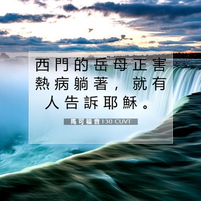 Picture 07 - 馬 可 福 音 1:30 CUVT - 西 門 的 岳 母 正 害 熱 病 躺 著 ， - Bible Verse Picture