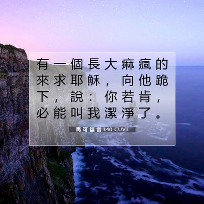 Picture 07 - 馬 可 福 音 1:40 CUVT - 有 一 個 長 大 痲 瘋 的 來 求 耶 穌 - Bible Verse Picture