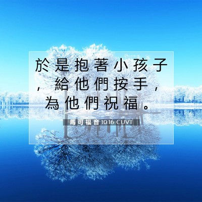 Picture 07 - 馬 可 福 音 10:16 CUVT - 於 是 抱 著 小 孩 子 ， 給 他 們 按 - Bible Verse Picture