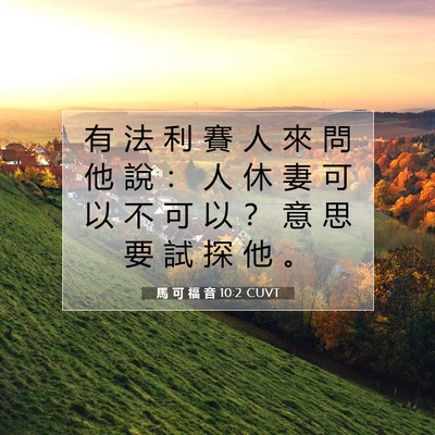 Picture 07 - 馬 可 福 音 10:2 CUVT - 有 法 利 賽 人 來 問 他 說 ： 人 休 - Bible Verse Picture