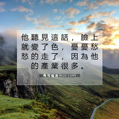 Picture 07 - 馬 可 福 音 10:22 CUVT - 他 聽 見 這 話 ， 臉 上 就 變 了 色 - Bible Verse Picture