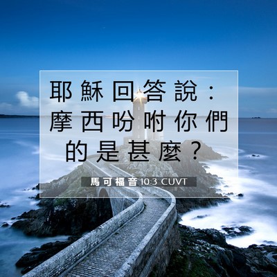 Picture 07 - 馬 可 福 音 10:3 CUVT - 耶 穌 回 答 說 ： 摩 西 吩 咐 你 們 - Bible Verse Picture