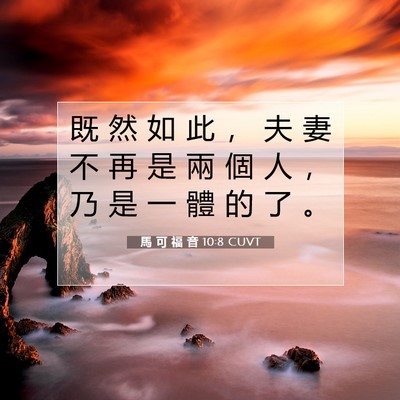 Picture 07 - 馬 可 福 音 10:8 CUVT - 既 然 如 此 ， 夫 妻 不 再 是 兩 個 - Bible Verse Picture