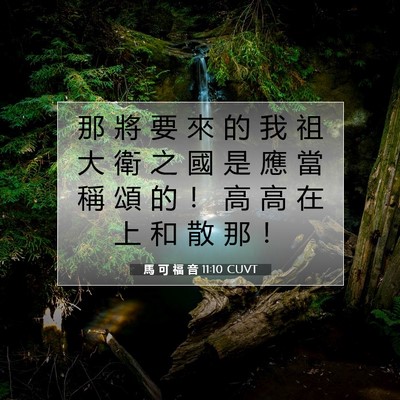 Picture 07 - 馬 可 福 音 11:10 CUVT - 那 將 要 來 的 我 祖 大 衛 之 國 是 - Bible Verse Picture