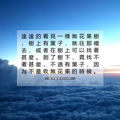 Picture 07 - 馬 可 福 音 11:13 CUVT - 遠 遠 的 看 見 一 棵 無 花 果 樹 ， - Bible Verse Picture