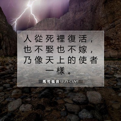 Picture 07 - 馬 可 福 音 12:25 CUVT - 人 從 死 裡 復 活 ， 也 不 娶 也 不 - Bible Verse Picture